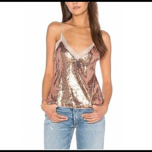 Free People Tops - FREE PEOPLE intimately rose gold sequin camisole